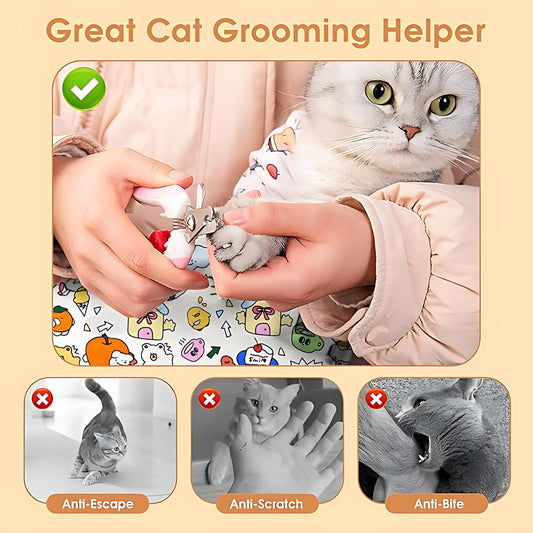 Reusable Cat Grooming Wrap ๐ก๏ธ โ Anti-Scratch, Washable & Perfect for Nail Clipping, Cleaning & Meds