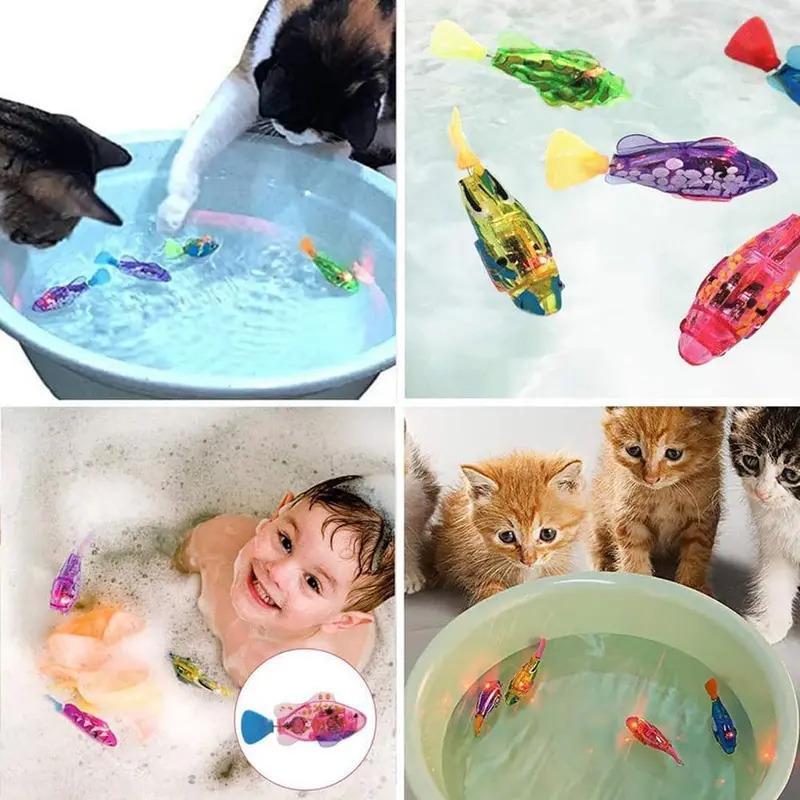 4PCS LED Swimming Fish Toys πβ¨ β Water-Activated, Neon Lights for Cats πΊ & Kids πΆ | Fun Play & Encourage Drinking π¦
