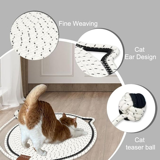 Cat Scratcher Mat ๐พ โ 17'' Round Rope Pad with Ball ๐พ | Protects Furniture ๐๏ธ & Keeps Indoor Cats Happy ๐บ