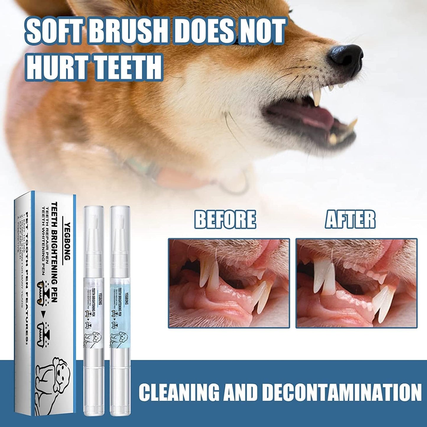 Pet Teeth Cleaning Pen 🦷🐶🐱 – Easy Dental Care & Whitening Tool for Dogs & Cats
