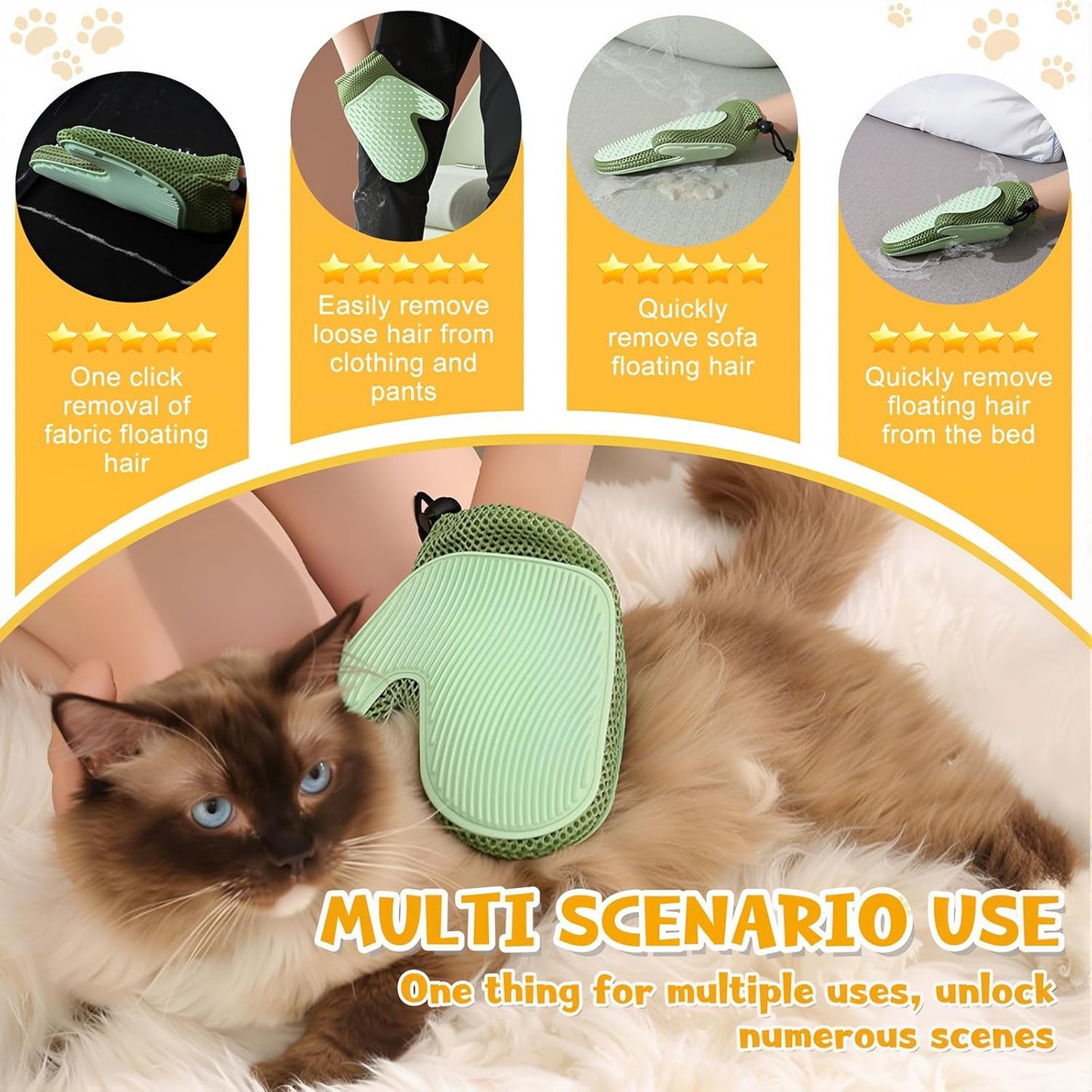 3-in-1 Pet Grooming Glove 🐾✨ – Rechargeable Brush for Shedding, Lint Removal & Grooming Cats/Dogs 🐶🐱
