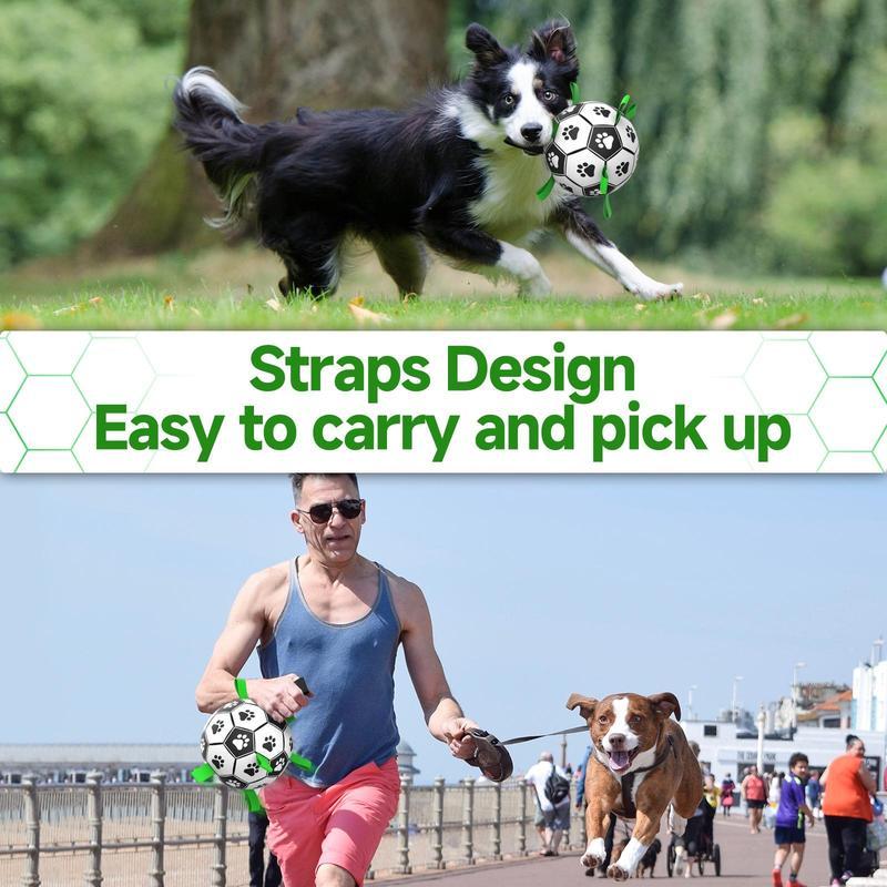 Dog Soccer Ball ⚽🐶 – Durable Interactive Toy with Straps for Tug-of-War, Water Play 💦 & Perfect Puppy Gifts 🎁