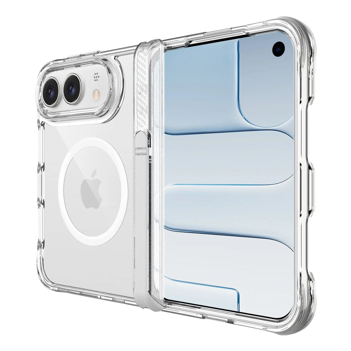 For iPhone Duo Mag Safe HInge Protection Stand Clear Back Shockproof Phone Case