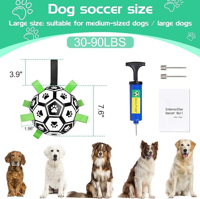 Dog Soccer Ball ⚽🐶 – Durable Interactive Toy with Straps for Tug-of-War, Water Play 💦 & Perfect Puppy Gifts 🎁