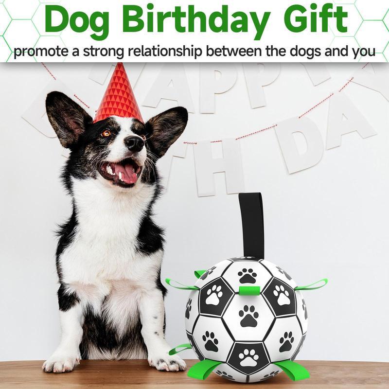 Dog Soccer Ball ⚽🐶 – Durable Interactive Toy with Straps for Tug-of-War, Water Play 💦 & Perfect Puppy Gifts 🎁