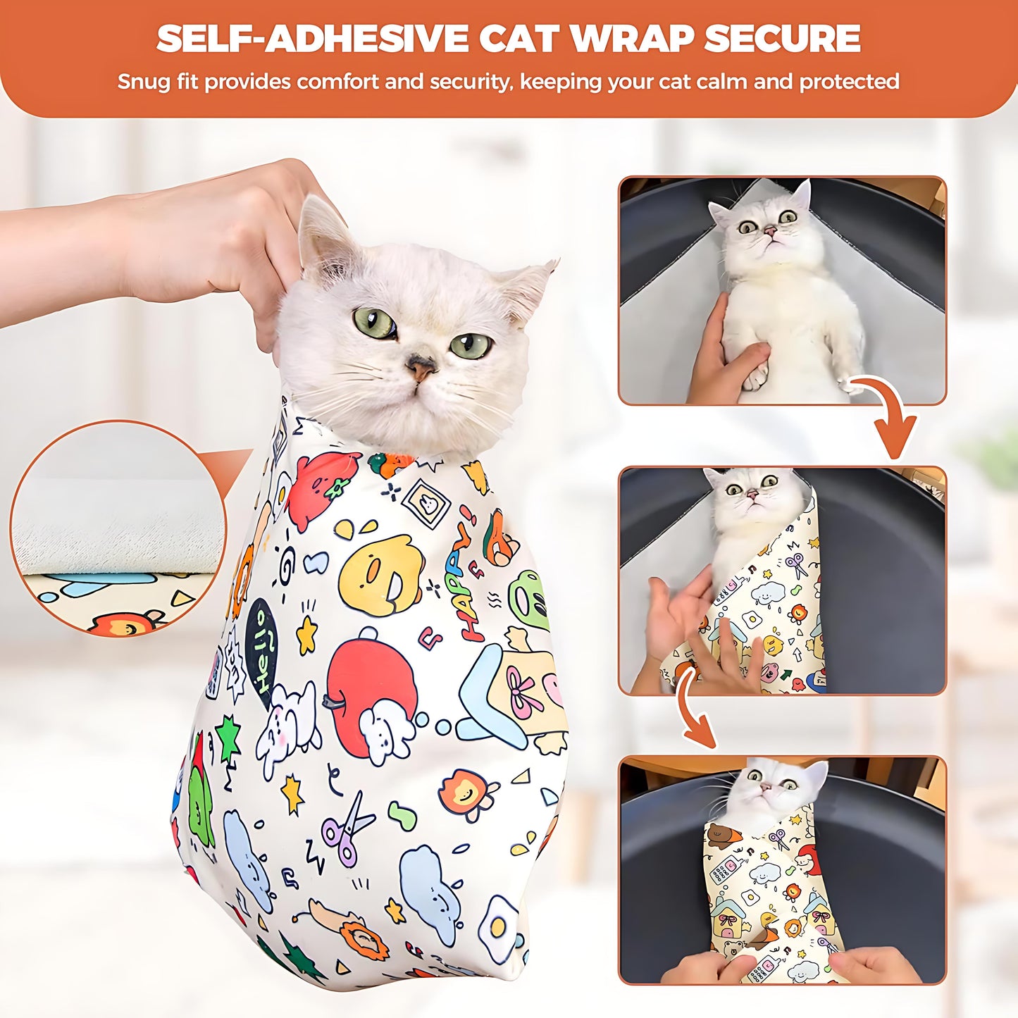 Reusable Cat Grooming Wrap ๐ก๏ธ โ Anti-Scratch, Washable & Perfect for Nail Clipping, Cleaning & Meds