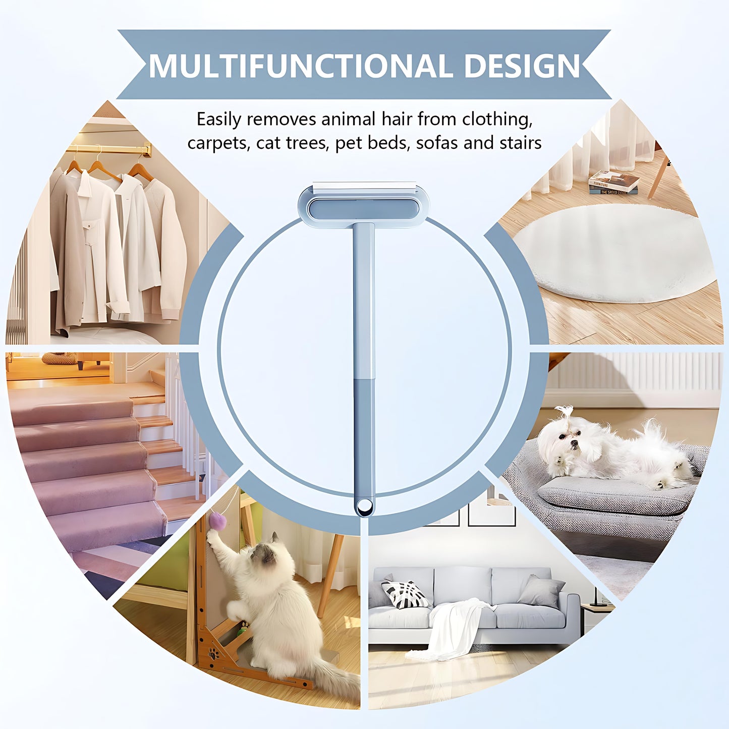 Multifunctional Pet Hair Remover 🐾 – Extra-Long Handle, Washable & Perfect for Furniture, Clothes, Bedding & More! 🛋️👕🛏️