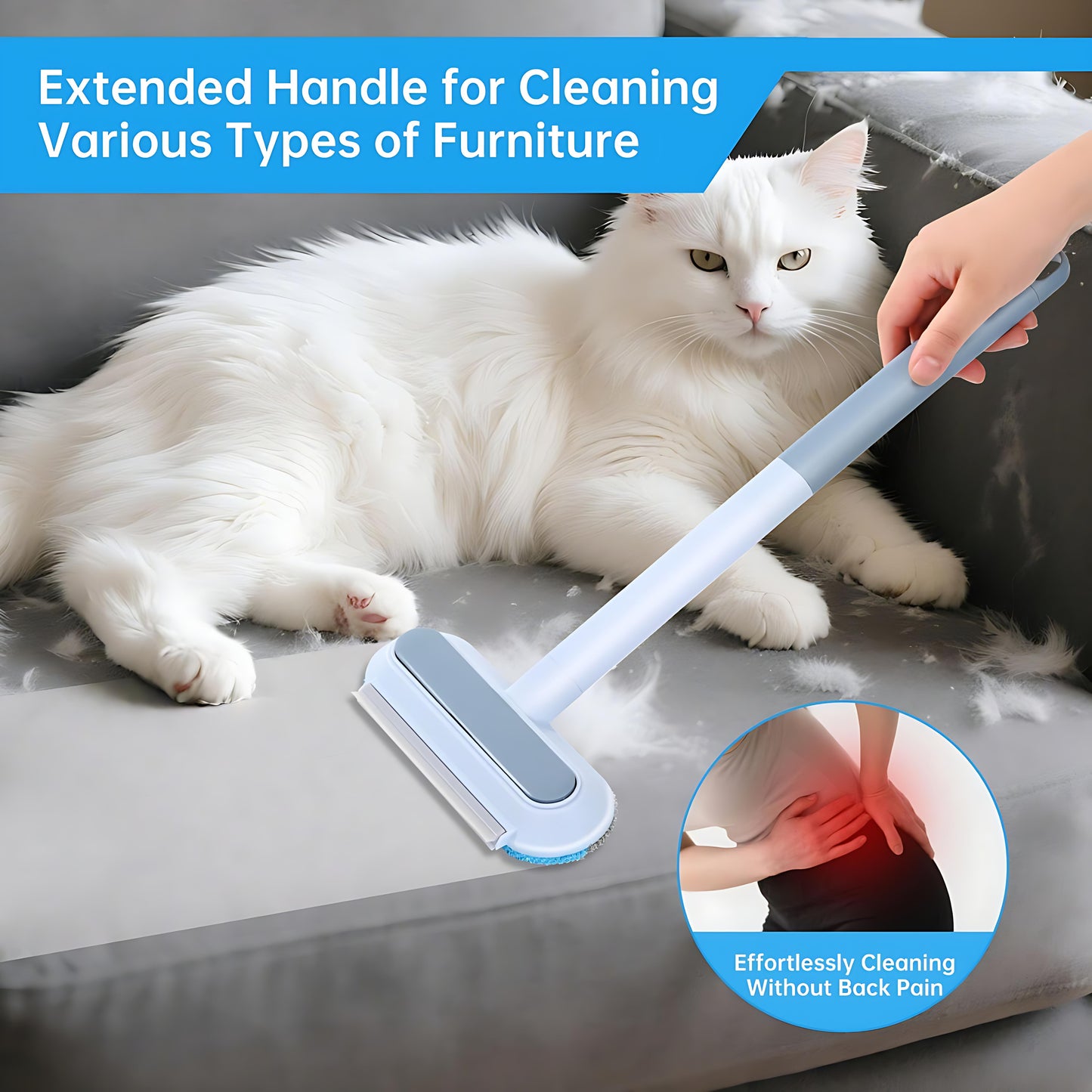 Multifunctional Pet Hair Remover 🐾 – Extra-Long Handle, Washable & Perfect for Furniture, Clothes, Bedding & More! 🛋️👕🛏️