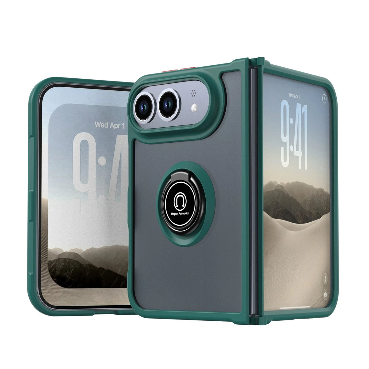 For Apple iPhone Duo, Hybrid Armor Liquid Silicone Magnetic Stand Case Cover US