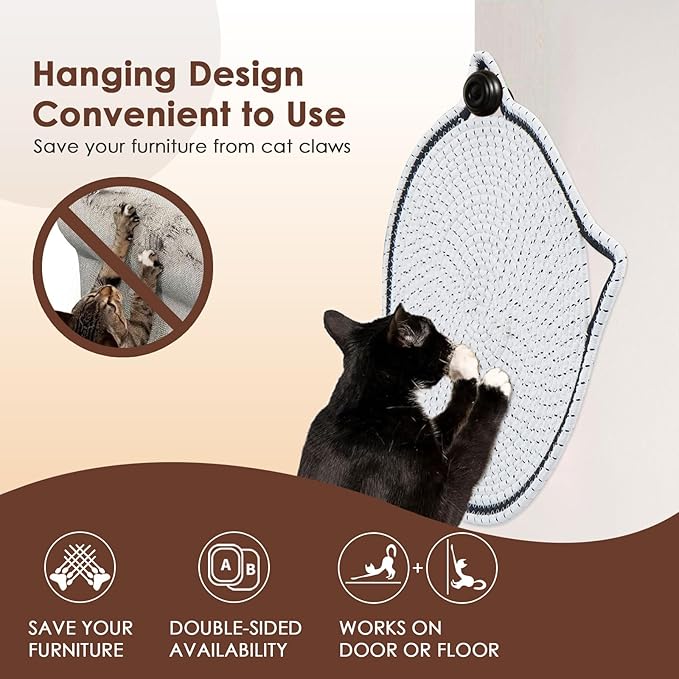 Cat Scratcher Mat 🐾 – 17'' Round Rope Pad with Ball 🎾 | Protects Furniture 🛋️ & Keeps Indoor Cats Happy 😺