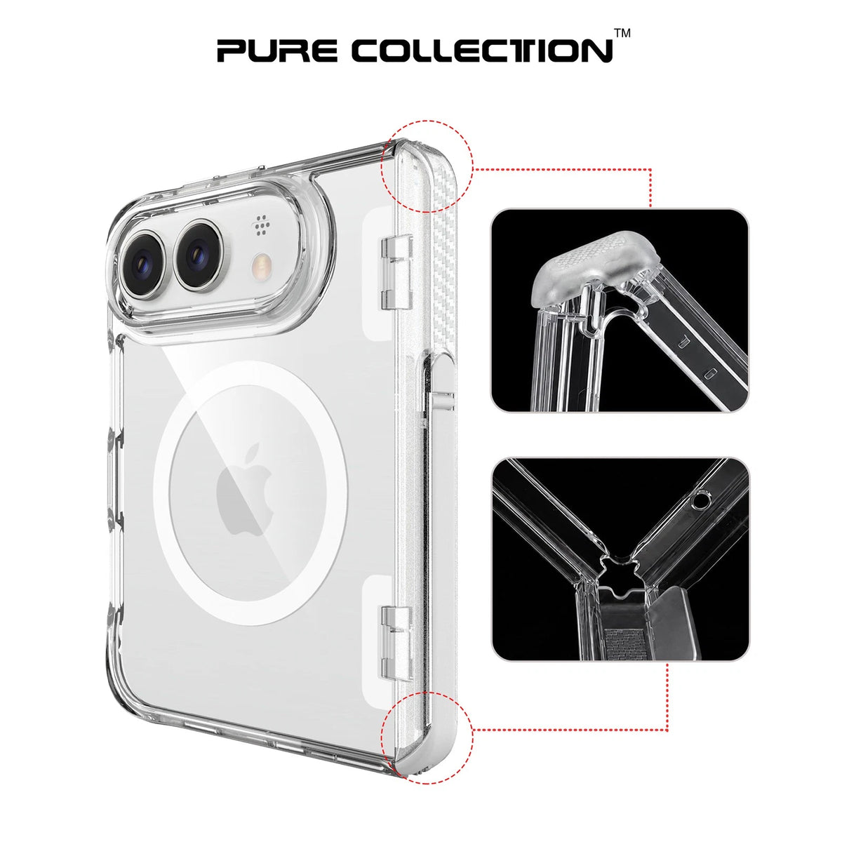 For iPhone Duo Mag Safe HInge Protection Stand Clear Back Shockproof Phone Case