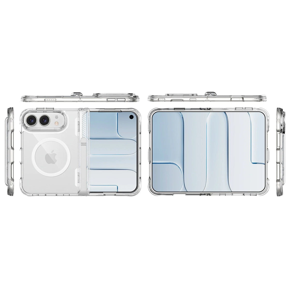 For iPhone Duo Mag Safe HInge Protection Stand Clear Back Shockproof Phone Case