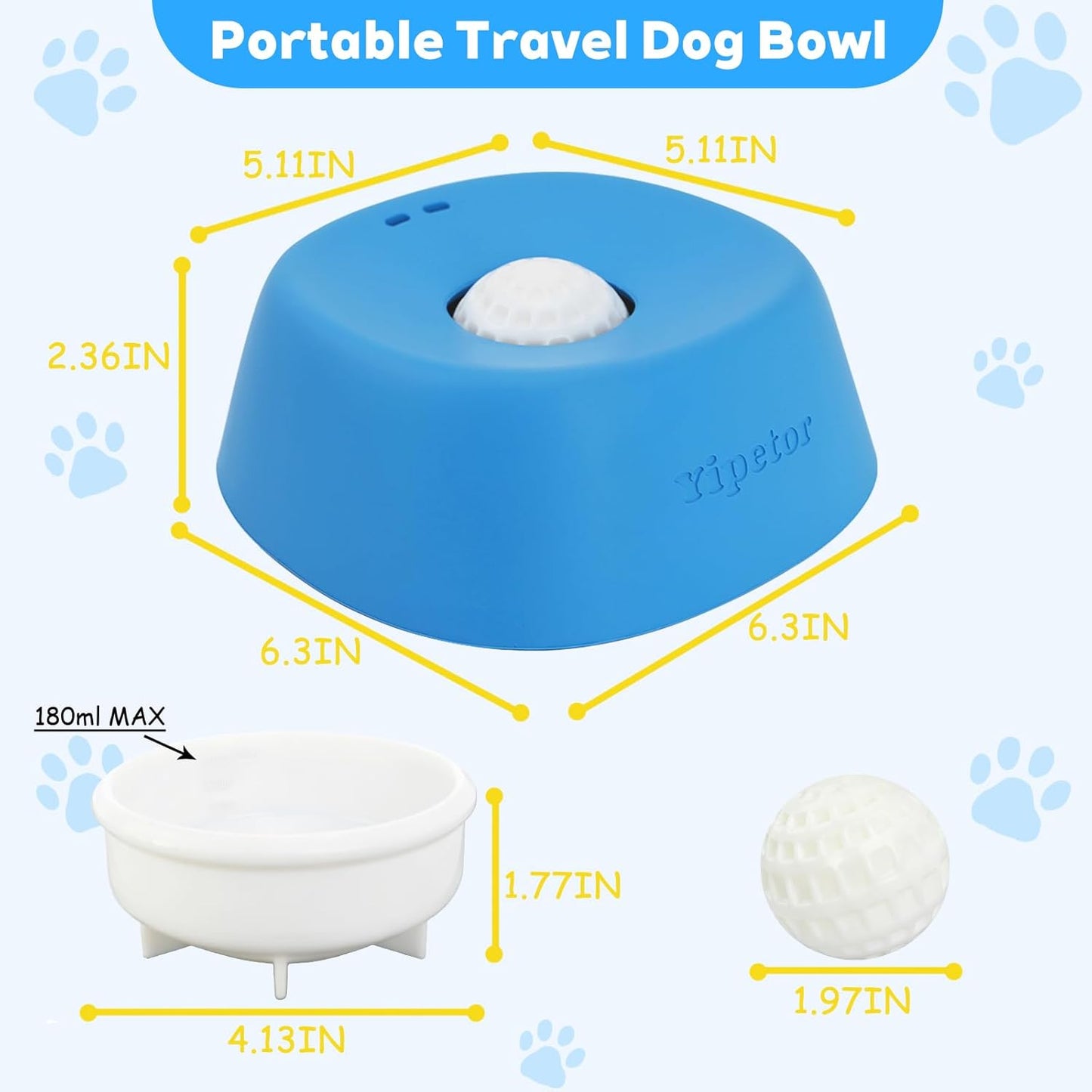 Slow Feeder Dog Bowls for Liquid Treat, [Built-in Rolling Ball] No Spill Bone Broth Dog Licking Bowl, Multi-Purpose Puppy Yogurt Feeder Bowl for All Breeds Dietary Supplement/Post-op Nutrition Feeding.valentines gift for pets