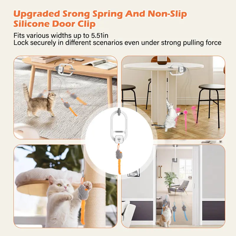 SUPETSPAW Electric Cat Teaser (No Remote), Rechargeable Door Clip Design, Interactive Pet Toy. Dual Modes – 360° Rotation & Irregular Jumping, Stimulates Physical and Mental Vitality. Cat Toy, Cat Supplies, Pet Supplies, Interactive Cat Toy, Perfect Gift