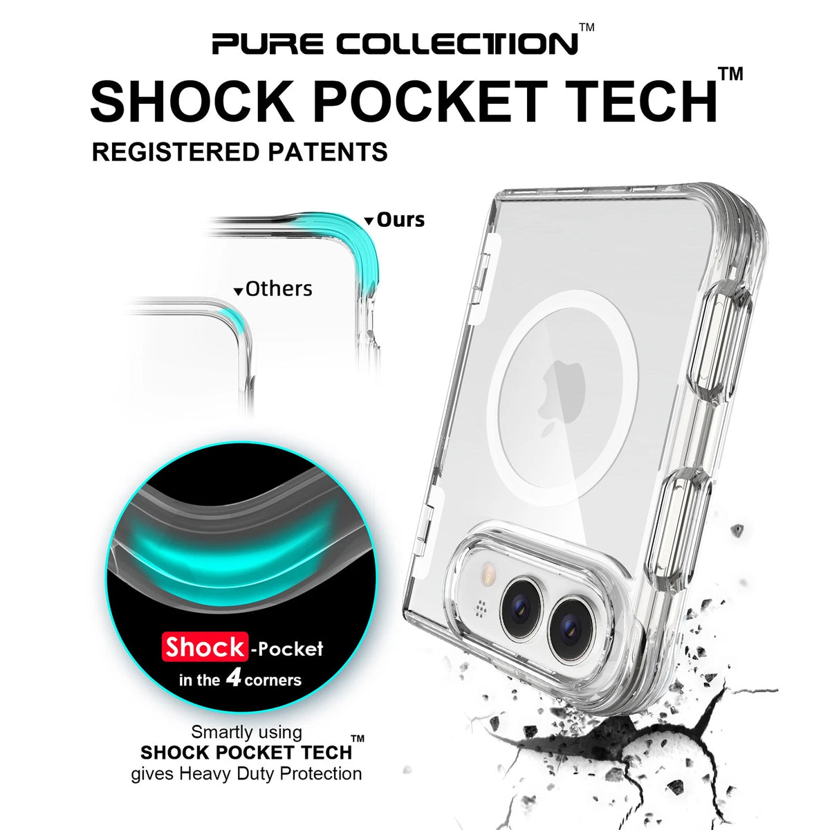 For iPhone Duo Mag Safe HInge Protection Stand Clear Back Shockproof Phone Case