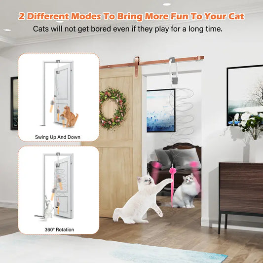 SUPETSPAW Electric Cat Teaser (No Remote), Rechargeable Door Clip Design, Interactive Pet Toy. Dual Modes – 360° Rotation & Irregular Jumping, Stimulates Physical and Mental Vitality. Cat Toy, Cat Supplies, Pet Supplies, Interactive Cat Toy, Perfect Gift