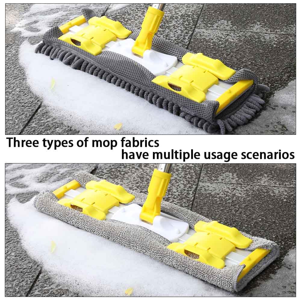 Flat Dust Mop for Floor Cleaning with Microfiber & Chenille Washable Pads and 1 Dirt Removal Scrubber,Wet&Dry Floor Mop with Adjustable Long Handle for Home,Hardwood,Laminate,Tile,Marble