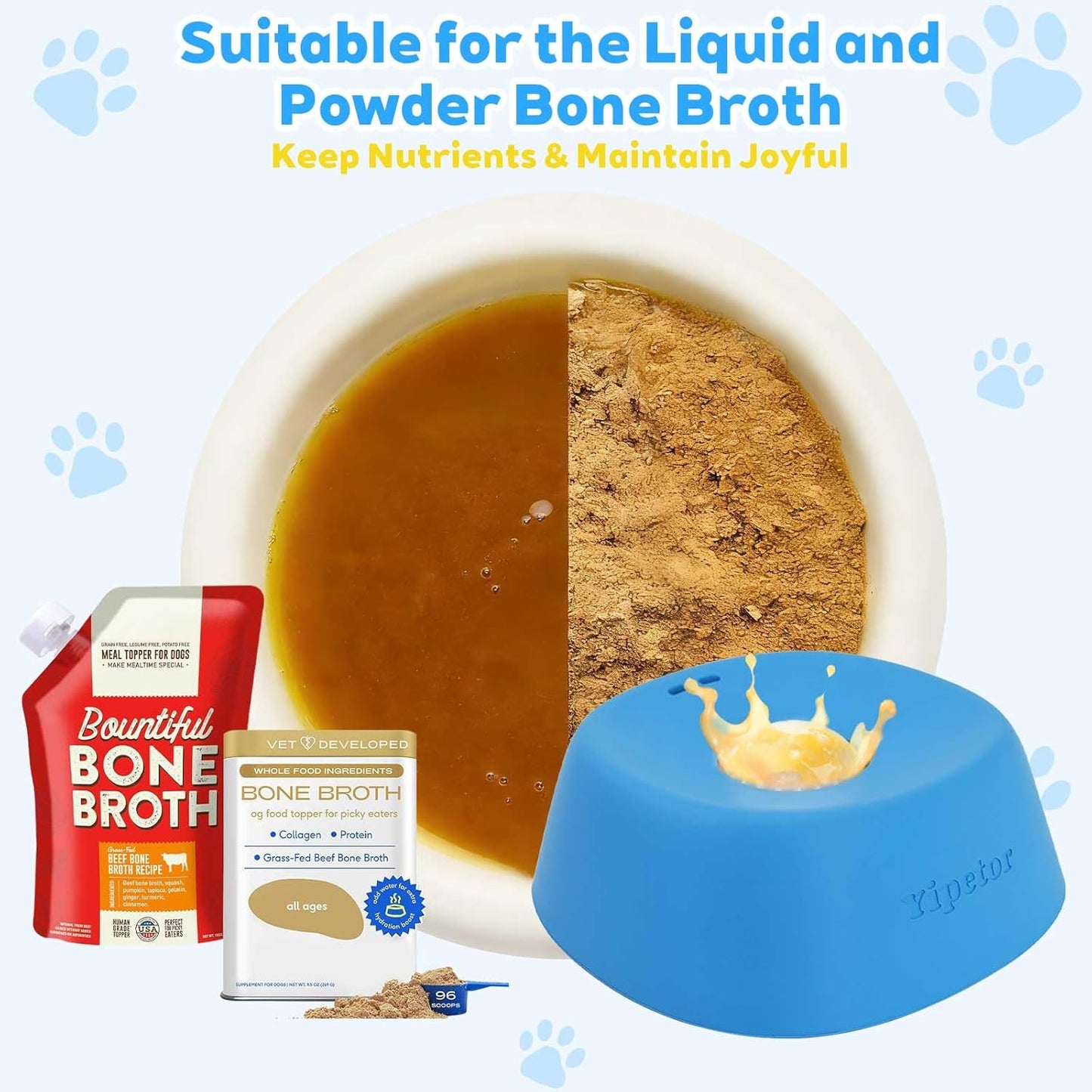 Slow Feeder Dog Bowls for Liquid Treat, [Built-in Rolling Ball] No Spill Bone Broth Dog Licking Bowl, Multi-Purpose Puppy Yogurt Feeder Bowl for All Breeds Dietary Supplement/Post-op Nutrition Feeding.valentines gift for pets