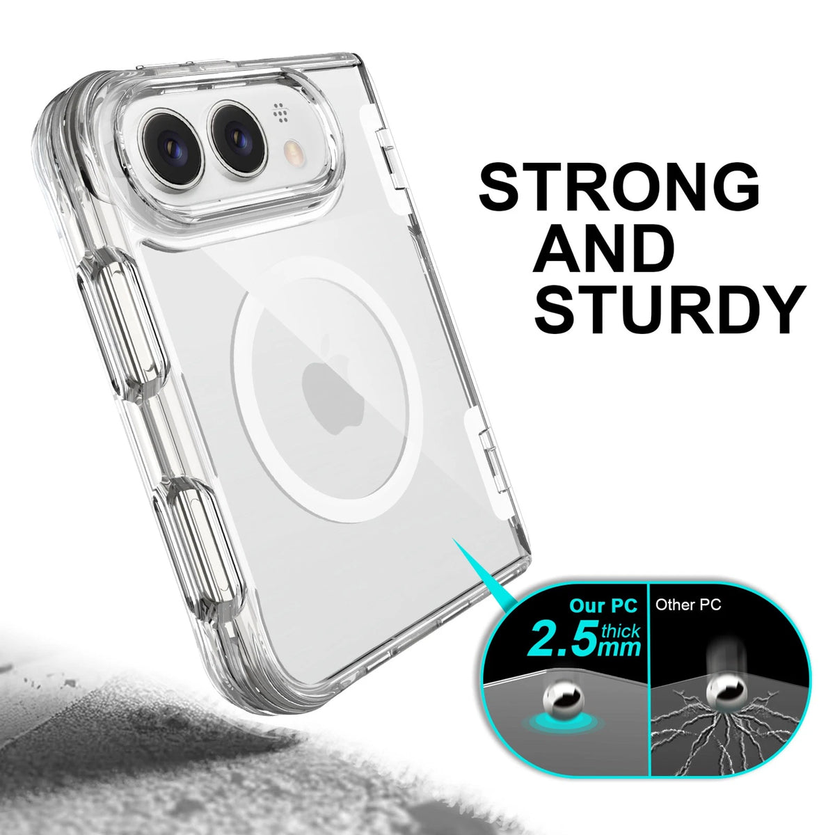 For iPhone Duo Mag Safe HInge Protection Stand Clear Back Shockproof Phone Case