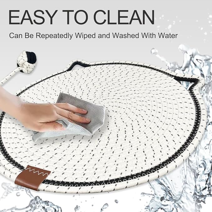 Cat Scratcher Mat 🐾 – 17'' Round Rope Pad with Ball 🎾 | Protects Furniture 🛋️ & Keeps Indoor Cats Happy 😺