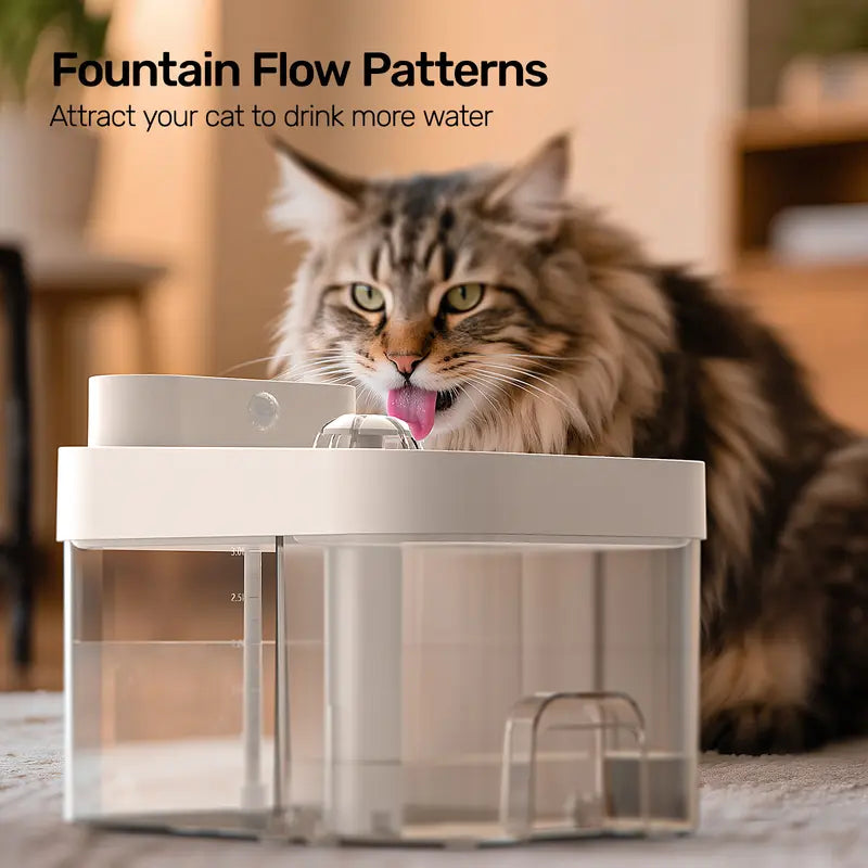 Cat Water Fountain, 2.4GHz Wi-Fi App Control Automatic Pet Water Dispenser with 5000mAh Battery, Separated Clean & Waste Water, Filter-Free Plug-In Fountain for Cats,back to school