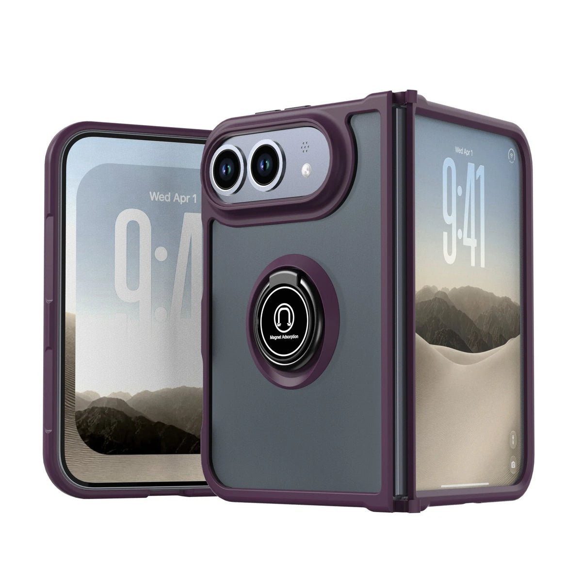 For Apple iPhone Duo, Hybrid Armor Liquid Silicone Magnetic Stand Case Cover US