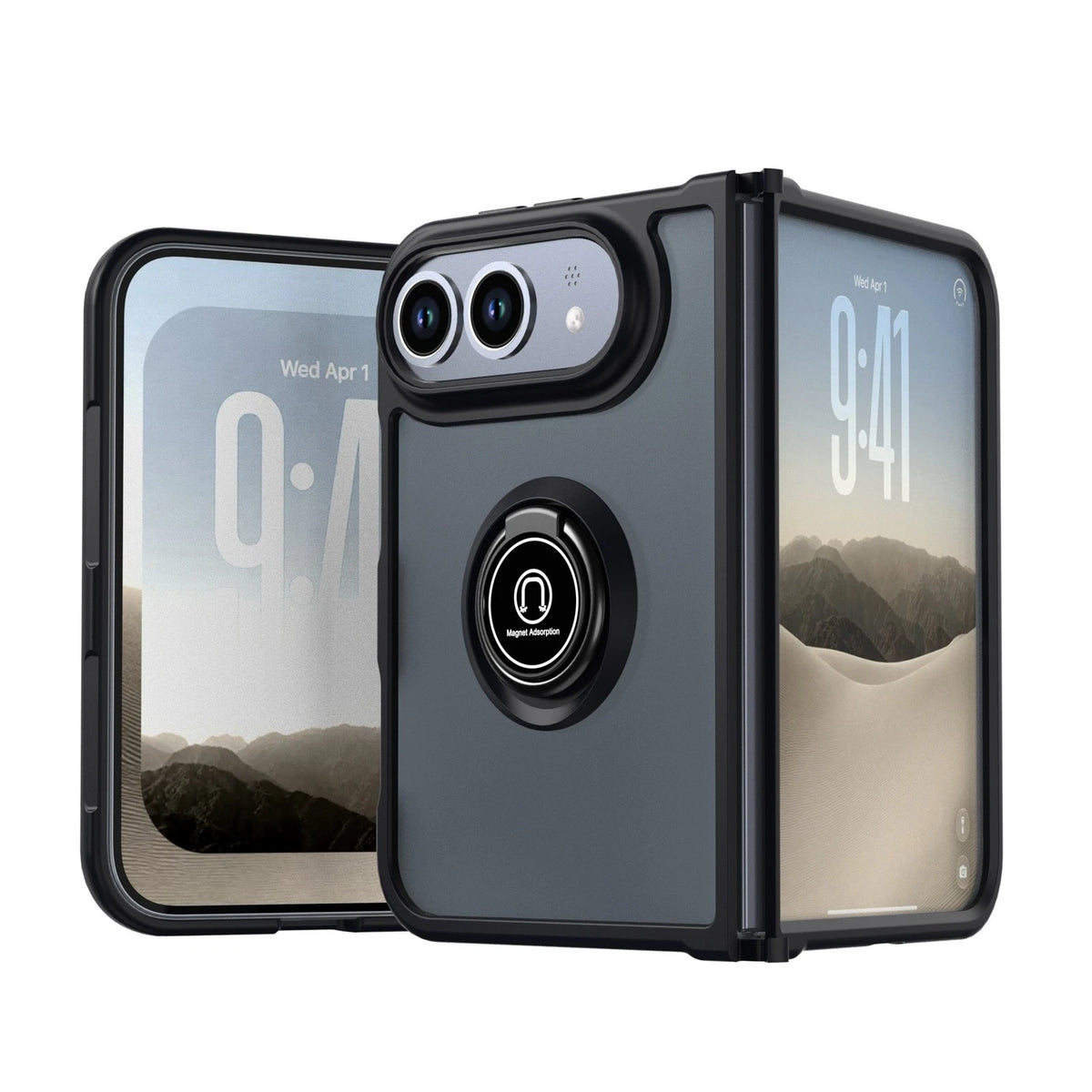 For Apple iPhone Duo, Hybrid Armor Liquid Silicone Magnetic Stand Case Cover US