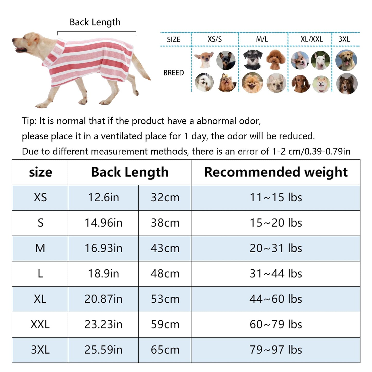 Quick-Drying Dog Bathrobe, 1-Piece Striped Pet Dressing Gown with Adjustable Belly Band, Super-Absorbent Super-Soft Fabric