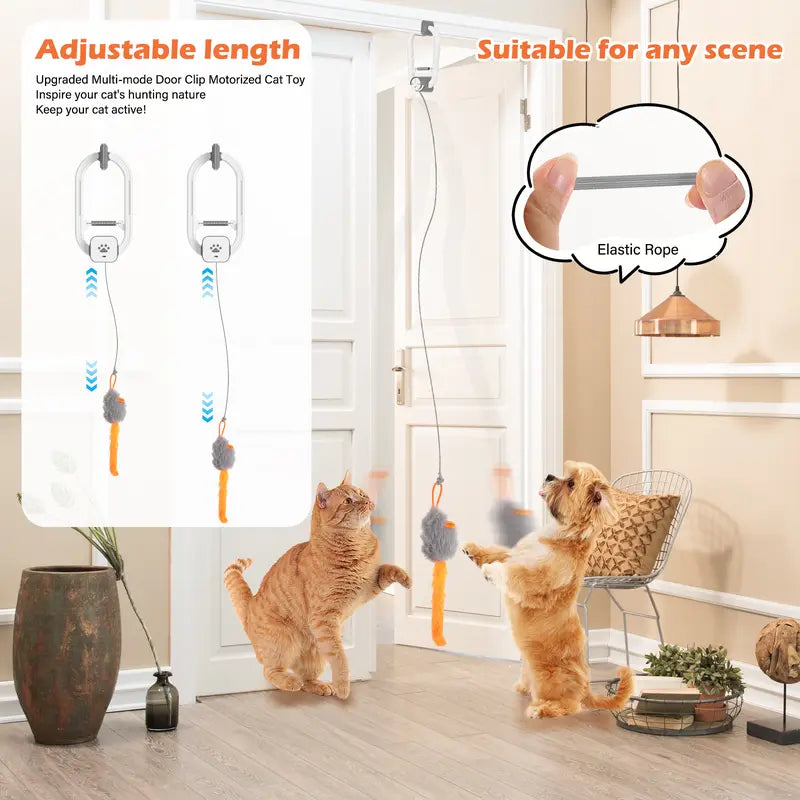 SUPETSPAW Electric Cat Teaser (No Remote), Rechargeable Door Clip Design, Interactive Pet Toy. Dual Modes – 360° Rotation & Irregular Jumping, Stimulates Physical and Mental Vitality. Cat Toy, Cat Supplies, Pet Supplies, Interactive Cat Toy, Perfect Gift