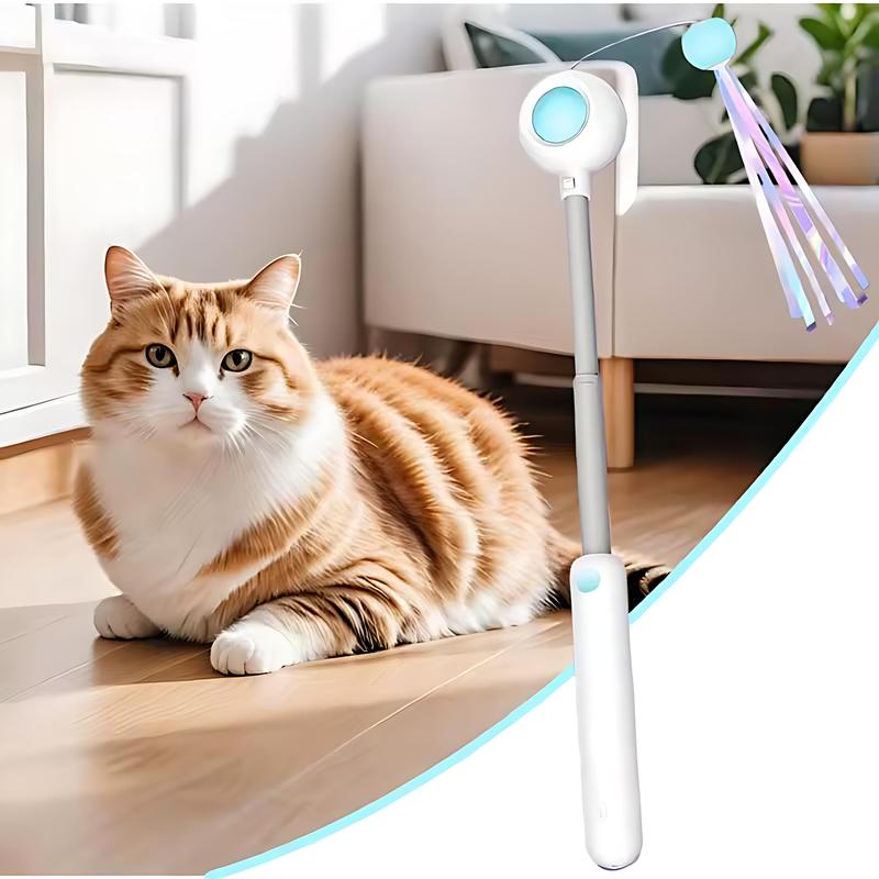 [2025 New] Retractable Cat Wand Toy 🪶😺 – 3-in-1 Feather & Laser Pointer for Indoor Cats & Kittens 🐾