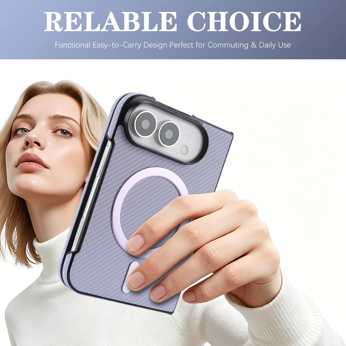 PU Leather Case For iPhone Duo Fold, Built-in Screen Protector Kickstand Cover