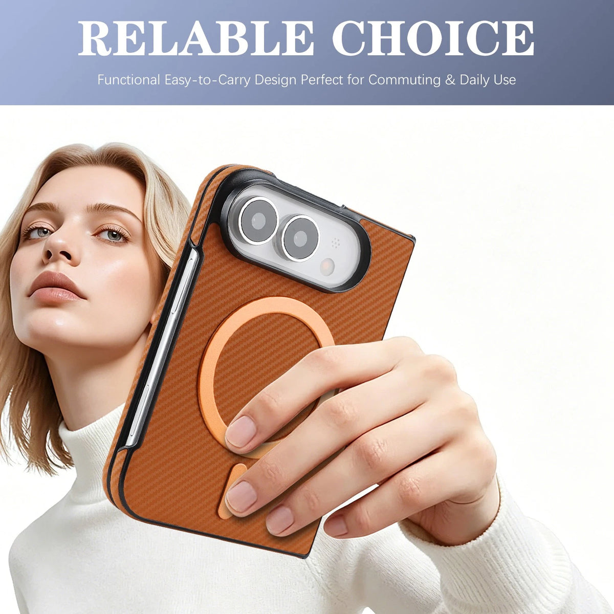 PU Leather Case For iPhone Duo Fold, Built-in Screen Protector Kickstand Cover