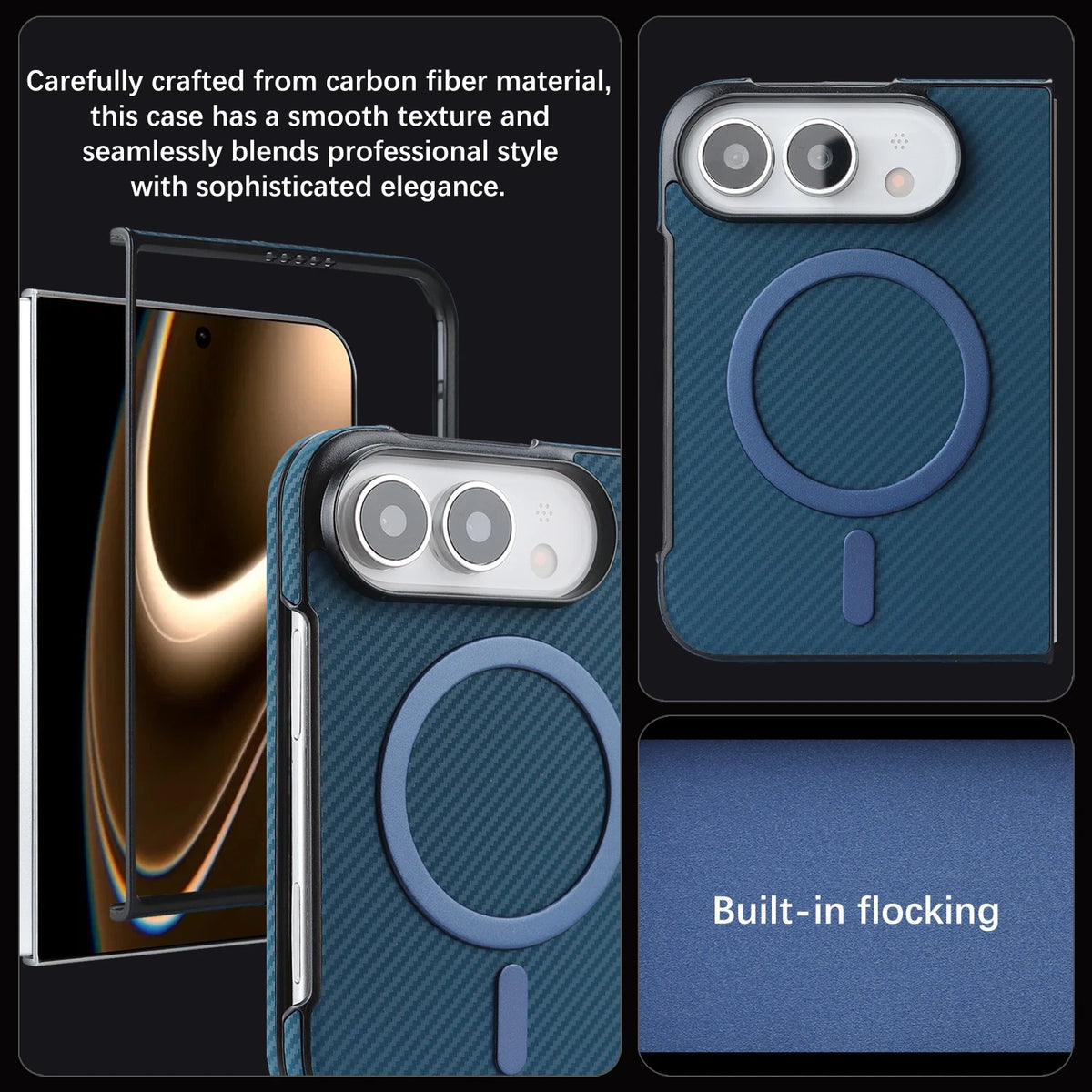 PU Leather Case For iPhone Duo Fold, Built-in Screen Protector Kickstand Cover