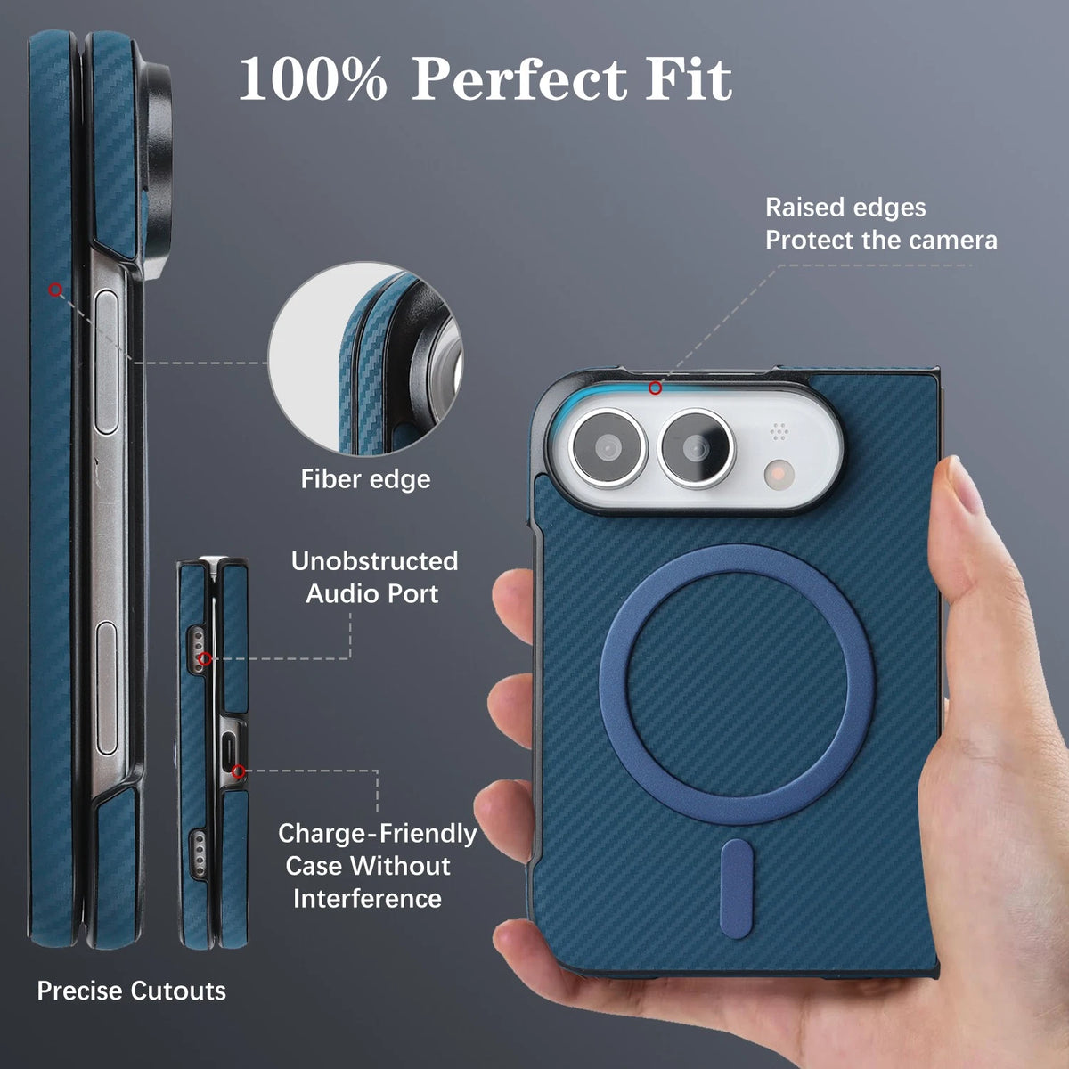 PU Leather Case For iPhone Duo Fold, Built-in Screen Protector Kickstand Cover