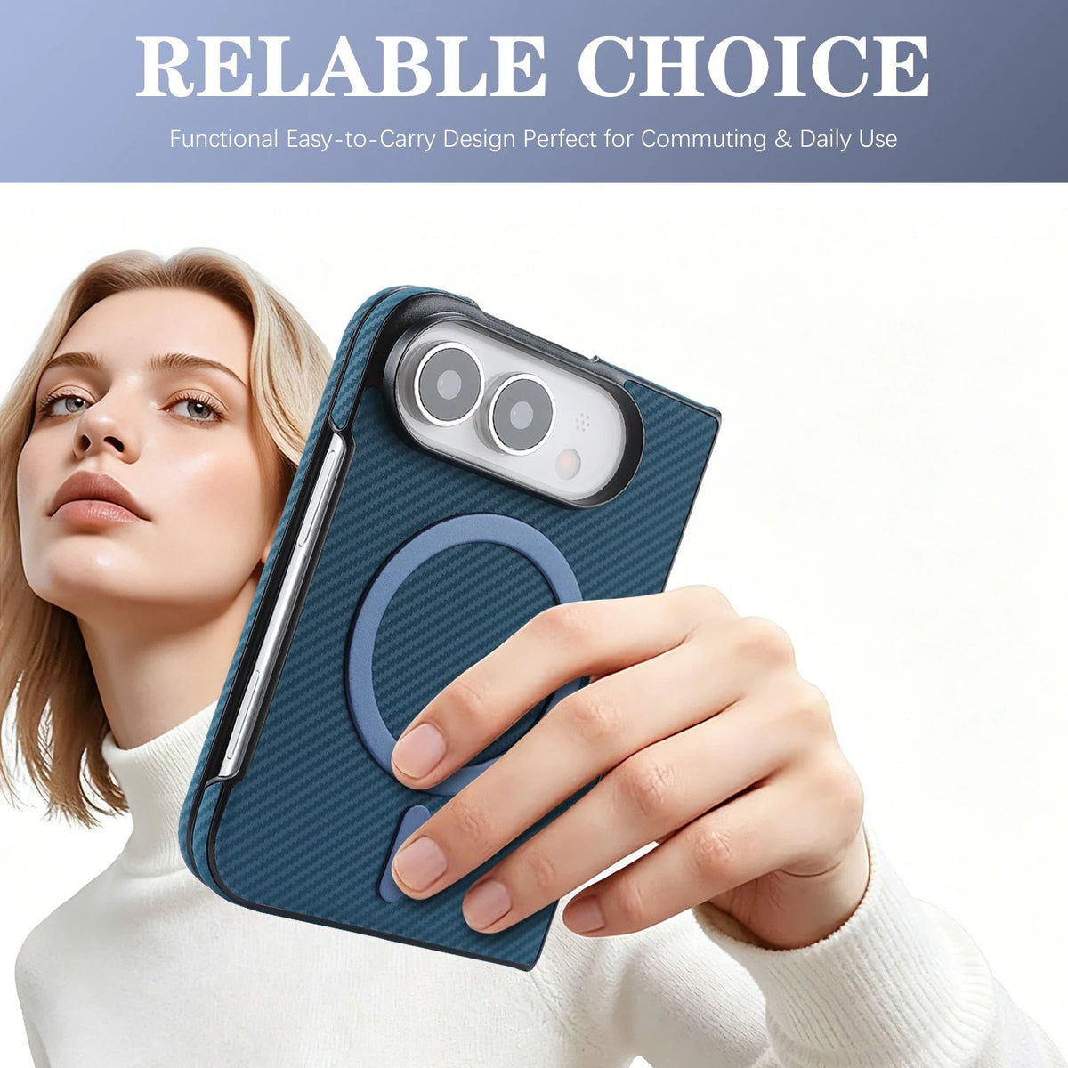 PU Leather Case For iPhone Duo Fold, Built-in Screen Protector Kickstand Cover
