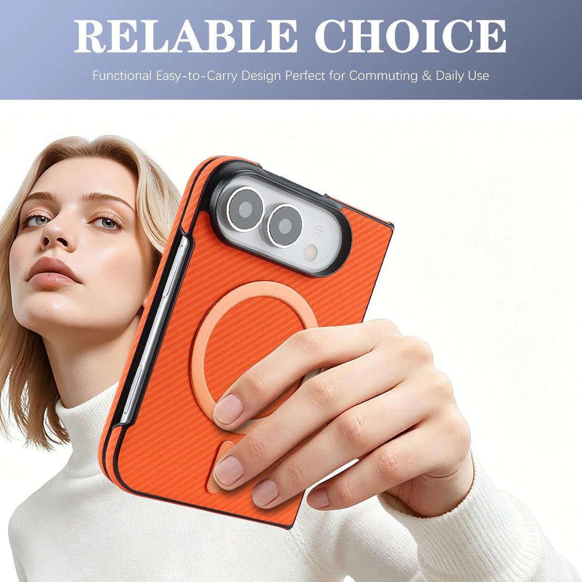 PU Leather Case For iPhone Duo Fold, Built-in Screen Protector Kickstand Cover